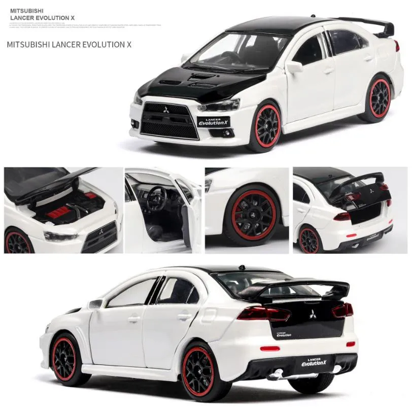 Высокая имитация 1:32 Mitsubishi автомобиль EVO модель, сплав раздвижной автомобиль игрушка, моделирование звук и светильник музыка