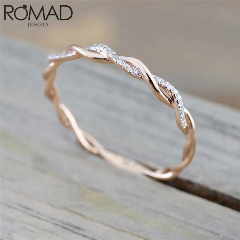 ROMAD Twist классические кольца с фианитом обручальные для женщин подарок роскошные
