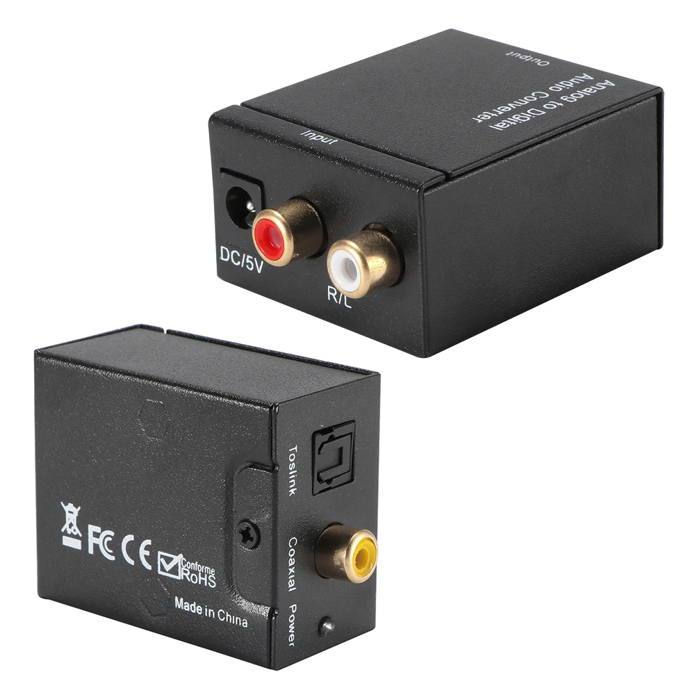 Металлический аналоговый в цифровой аудио конвертер L/R RCA коаксиальный