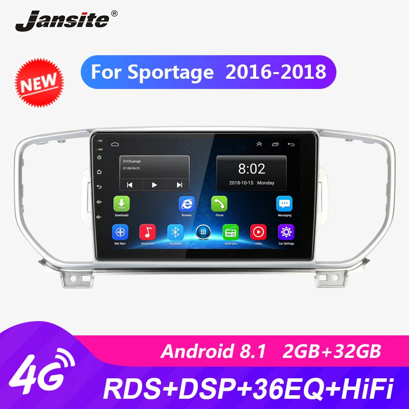 

Jansite 9" DSP Car Radio player For KIA Sportage 2016-2018 RDS autoradio Android 2G+32G Touch screen GPS Wifi players with frame