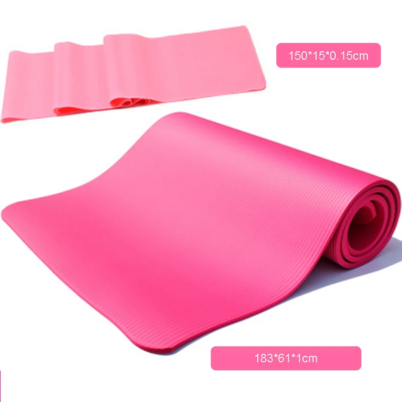 10mm Yoga Mats 183cmX61cm High Quality Extra Thick Non-slip Yoga Mats Pilates Fitness Gym Exercise equipment Pads with Bandages - Цвет: pink