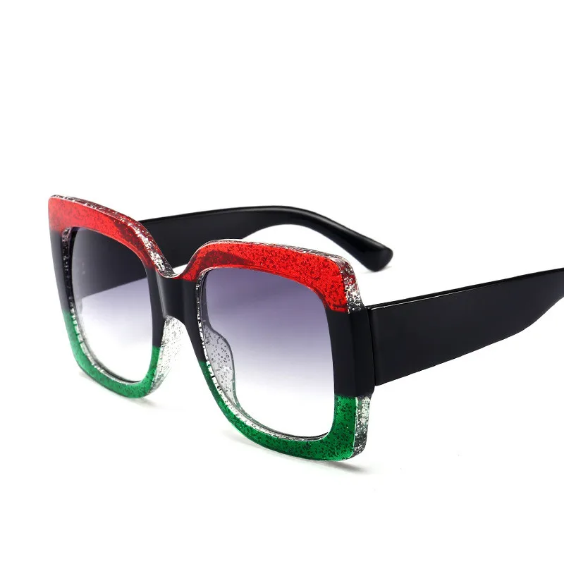 

Big Frame Red and Green Three-color Frame Sunglasses 2020 Women Fashion Sunglasses Three-color Frame Trendy Glasses UV400 Lens