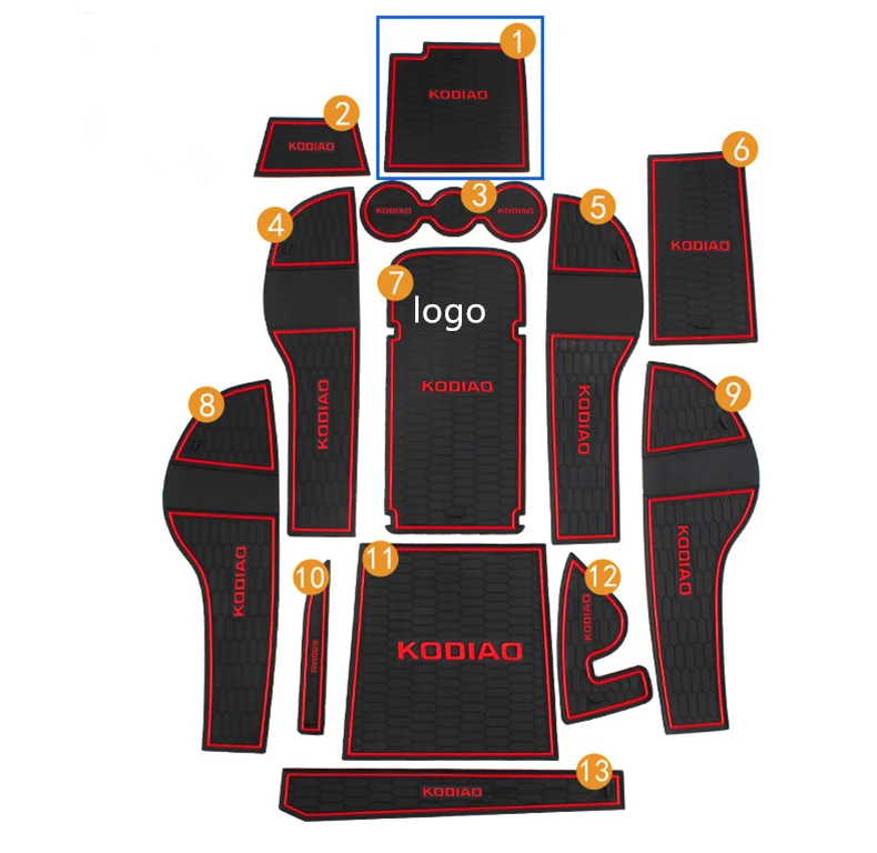 

Free shipping For Skoda kodiaq Special modified door groove pad Kodiak anti-skid pad armrest storage tank pad water cup pad