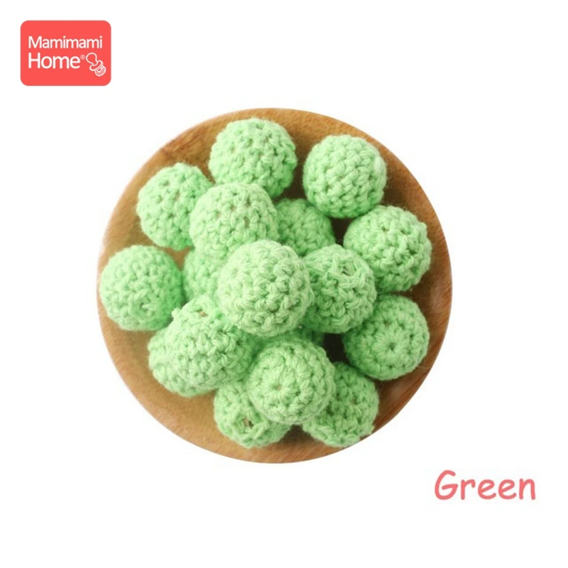 Green 16 мм новые круглые деревянные вязаные бусины 50 шт./компл. Красочные шерстяные Прорезыватели DIY ювелирные изделия для кормления ожерелье-прорезыватель детский Прорезыватель - Цвет: Green