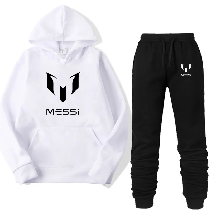 Комплект из двух предметов, модная толстовка с капюшоном MESSI, спортивная одежда для мужчин/женщин, спортивный костюм с капюшоном, осенняя мужская брендовая одежда, толстовки+ штаны, комплекты