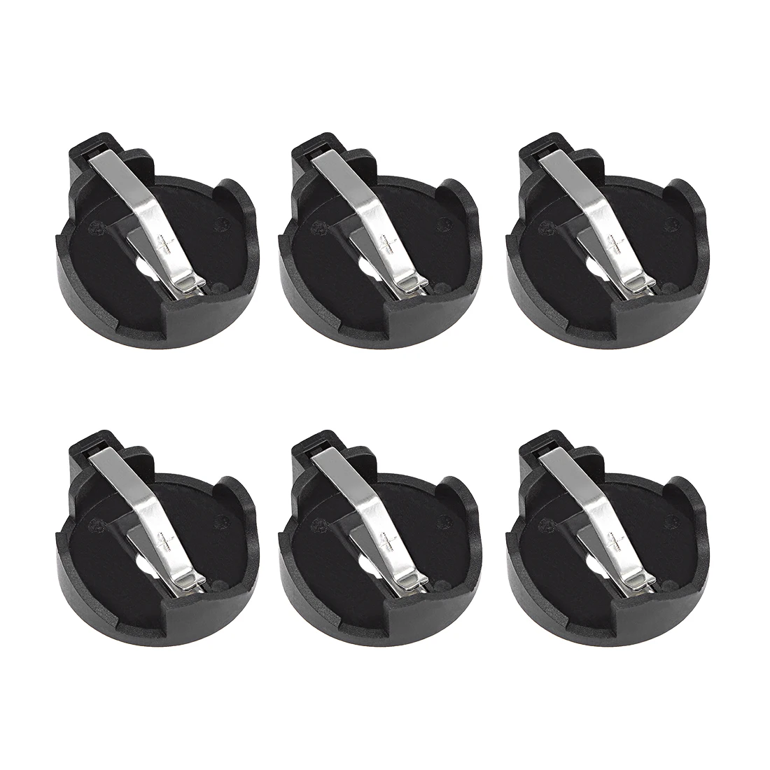 

uxcell 6 Pcs 2 Terminals Round Horizontal Coin Button Battery Holder Black for CR2032