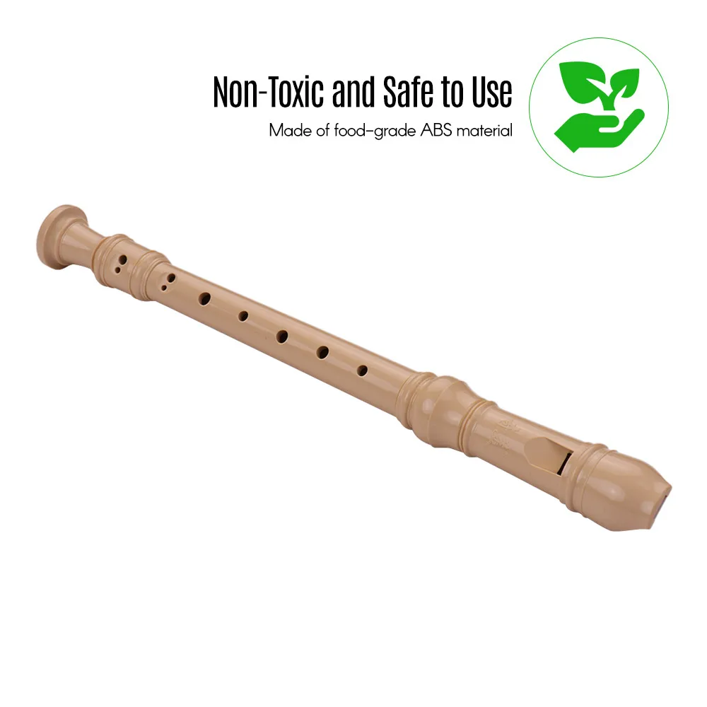 QIMEI QM8A-4B Baroque Style Fingering 8 Holes Soprano Descant Recorder ABS Flute Portable Lanyard Finger Rest