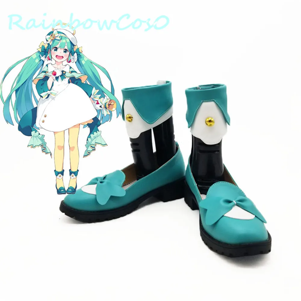 ; обувь для косплея; VOCALOID Taito Hatsune Miku; ботинки для косплея; аниме; Хэллоуин
