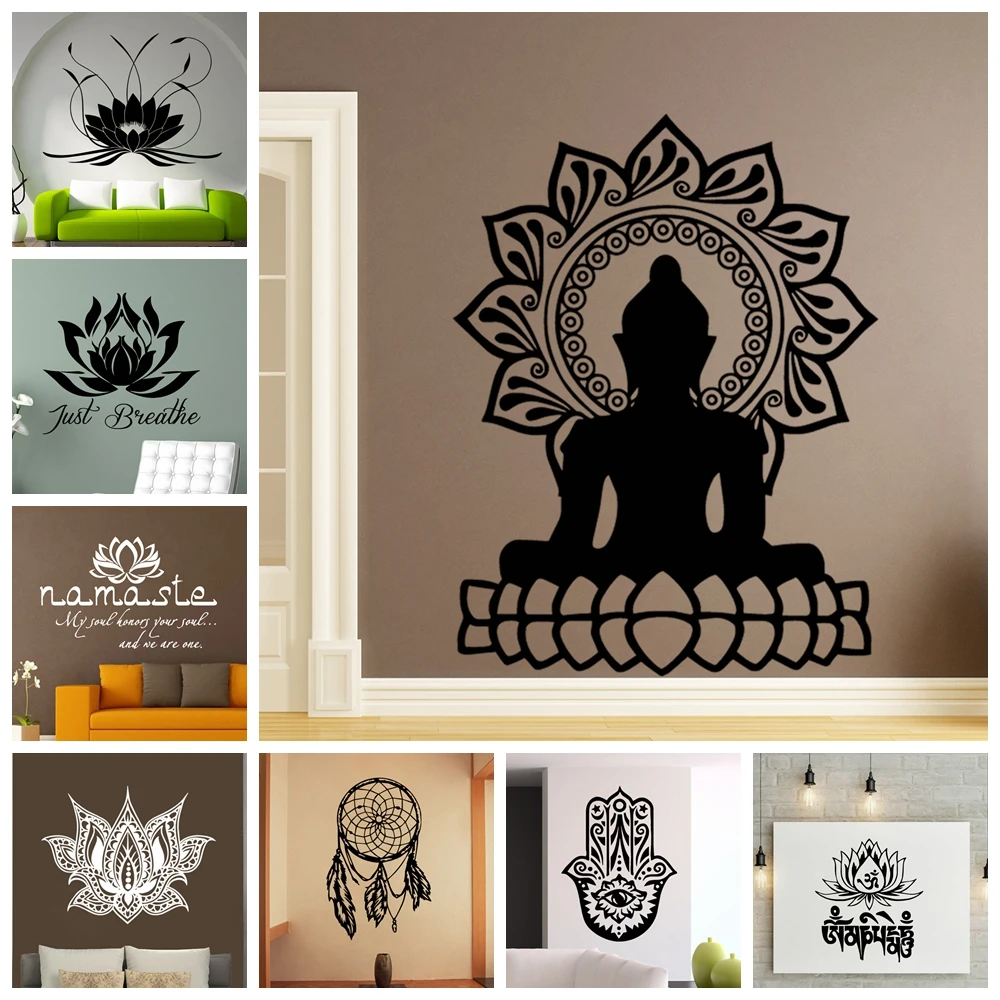 Creative Buddha Mandala Lotus Self Adhesive Wall Sticker Vinyl Waterproof Decals Home Decoration Accessories Wallpaper | Дом и сад