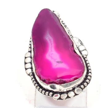 

Genuine Solar Agat Ring Silver Overlay over Copper Hand made nature gemstone Women Jewelry gift, Size: 8