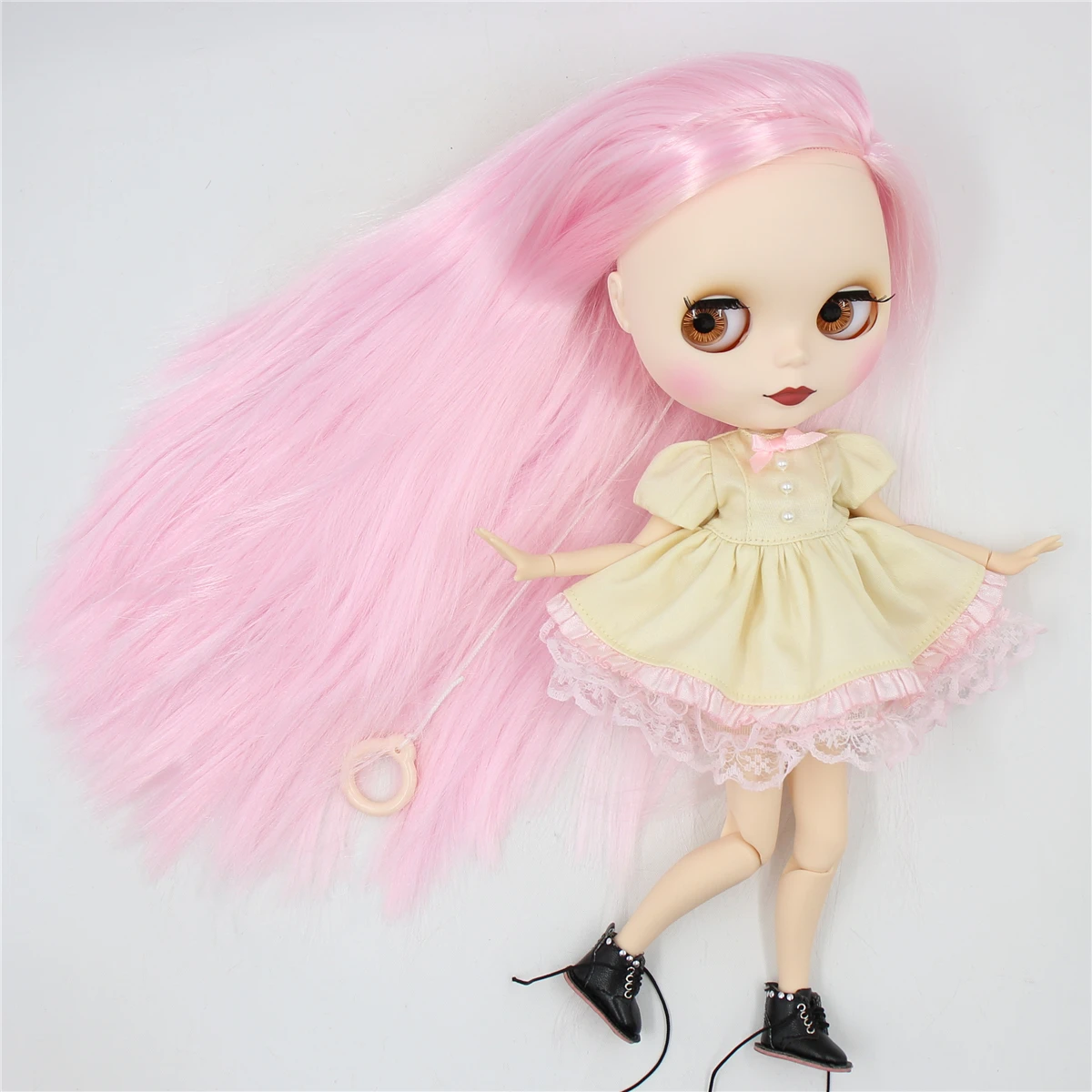 Ледяная фабрика blyth кукла 1/6 игрушка шарнир тело bjd белая кожа матовое лицо прямые розовые волосы 30 см