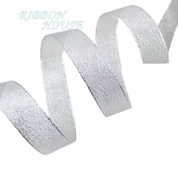 Luxurious Gold and Silver Shiny Gift Packaging Ribbon - 25 Yards Premium Roll - 50mm (Silver)