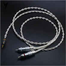 XSSH 2 RCA to 3 5mm stereo plug Hi end HIFI OFC pure copper Teflon Headphone Earphone Extension Audio Wire Cord Aux Cable Cables