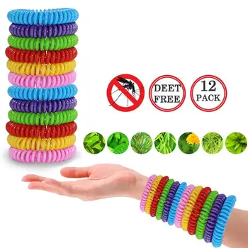 

12pcs/pack Monochrome Mosquito Repellent Wristband Elastic Phone Line Mosquito Repellent Brace for Childrens Adults