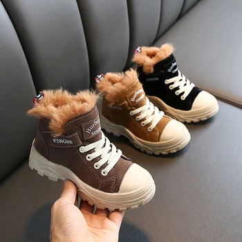 

2020 Kids Autumn Winter Warm Boots Short Fashion Black Embroidery Retro Flat Black Children Shoes Boys Children Boots Girls