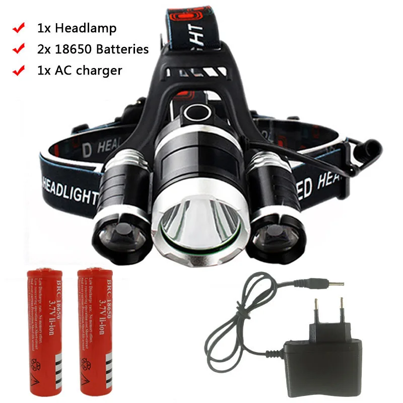 Option B Litwod XM-L T6 3 Led налобный фонарь 4 режима, головной светильник, фонарь, головной светильник, масштабируемый перезаряжаемый аккумулятор 18650, водонепроницаемый для рыбалки - Испускаемый цвет: Option B
