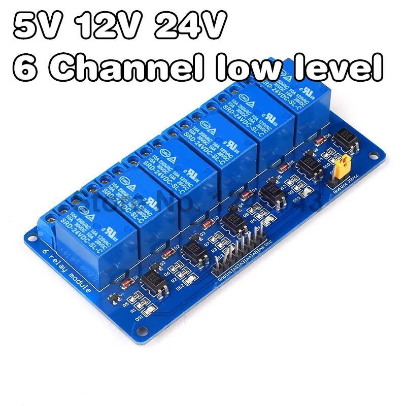 

5V 12V 24V 6 Channel Relay Module Low Level Trigger with Optocoupler Relay Output 6 way Relay Module for Arduino