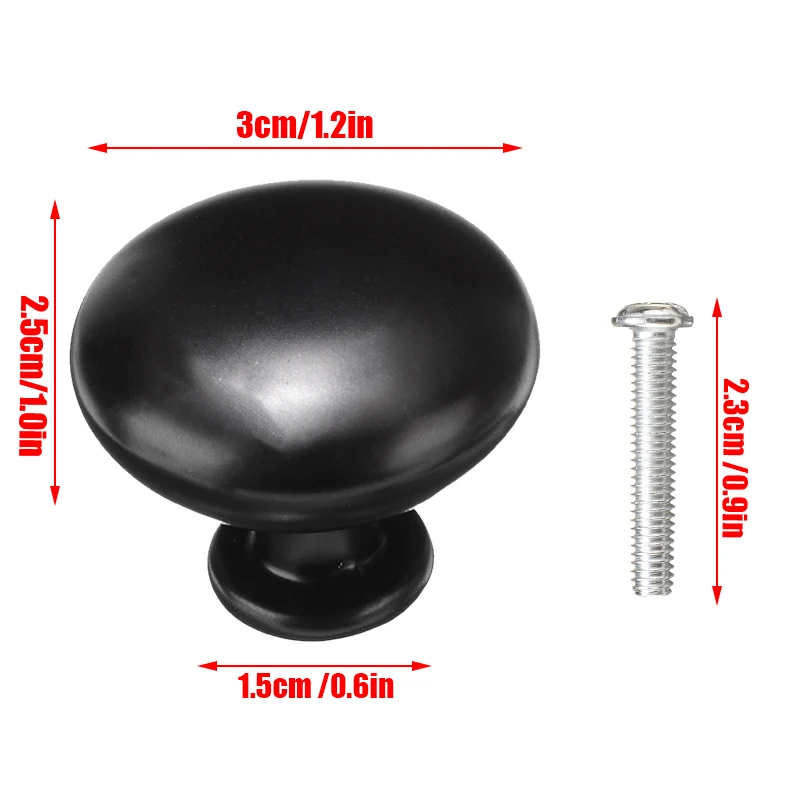 10pcs Matted Black Zinc Alloy Cabinet Drawer Knobs Round Pull Knob Furniture Hardware Cabinet Pulls