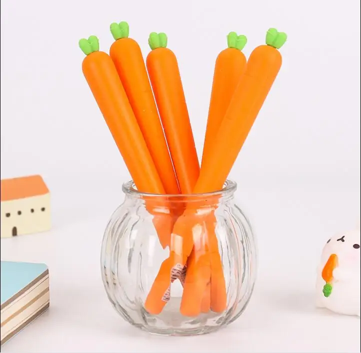carrot shape gel pens 15pcs 0.5mm point 15.5cm long Refills can ben replace free shipping funny strawberry carrot transformed into long ear rabbit small fruit plush doll stuffed animal plush toys for easter gift