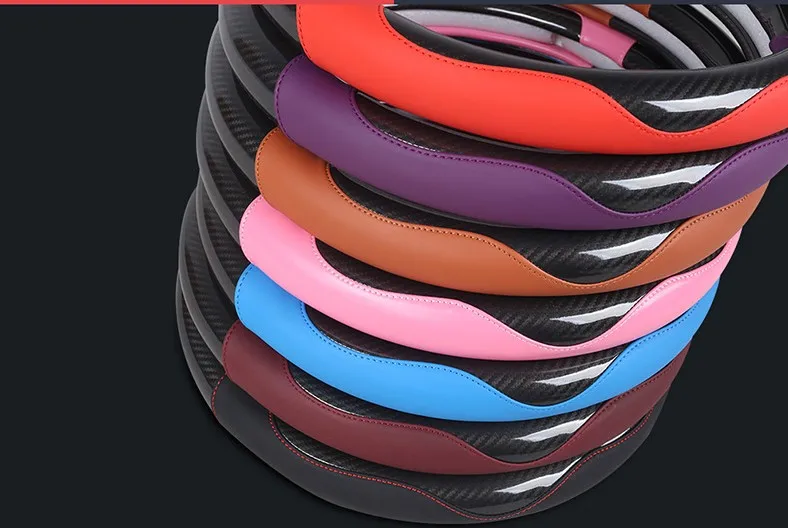 Universal Hot Sale PU Leather Carbon fiber steering wheel covers 15 inch 38cm For BMW x3 X4 X5 X6 E36 E46 E60 E90
