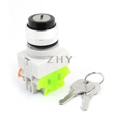 

Panel Mounted Momentory 2 Position NO+NC DPST Rotary Switch 10A 660V w 2 Key