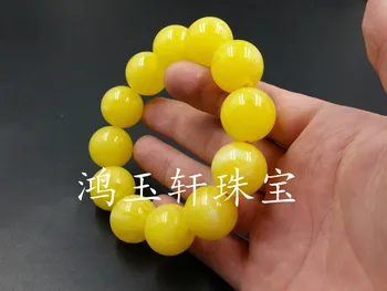 

Yellow amber round bead bracelet Light yellow beeswax bracelet Old floating salt water amber bracelet