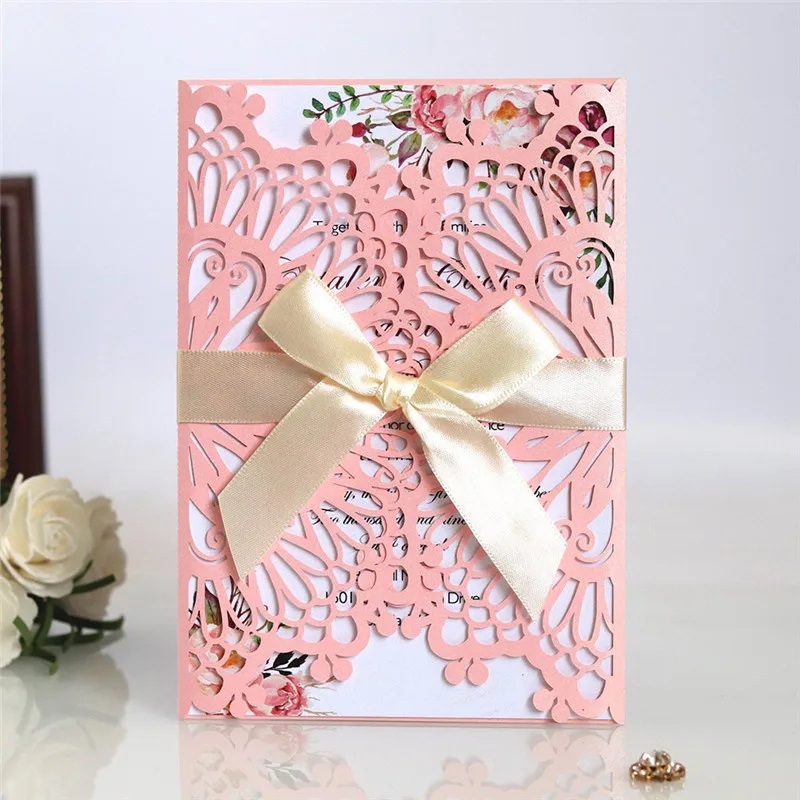  10Pcs Laser Cut Wedding Invitations Cards Bridal Shower Gift Greeting Card Business Event Party Sup - 4.00053E+12