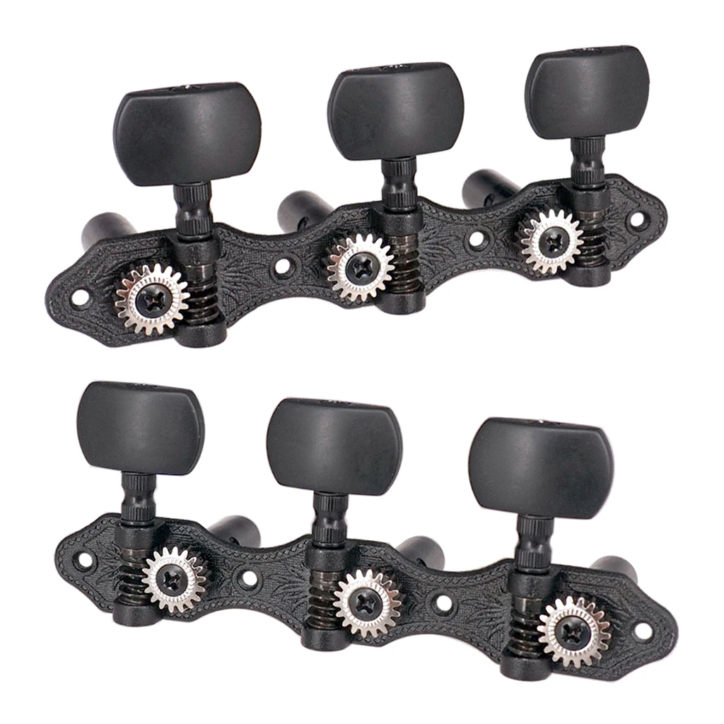 1 Set 3R3L String Tuning Peg Tuners Open 3+3 for Classic Acoustic Guitar Parts BlackGuitar