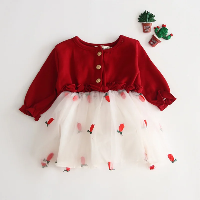 

2019 Autumn Baby Girls Dress Long Sleeve Infant Mesh Dress Cute Princess Birthday Party Dress RT592