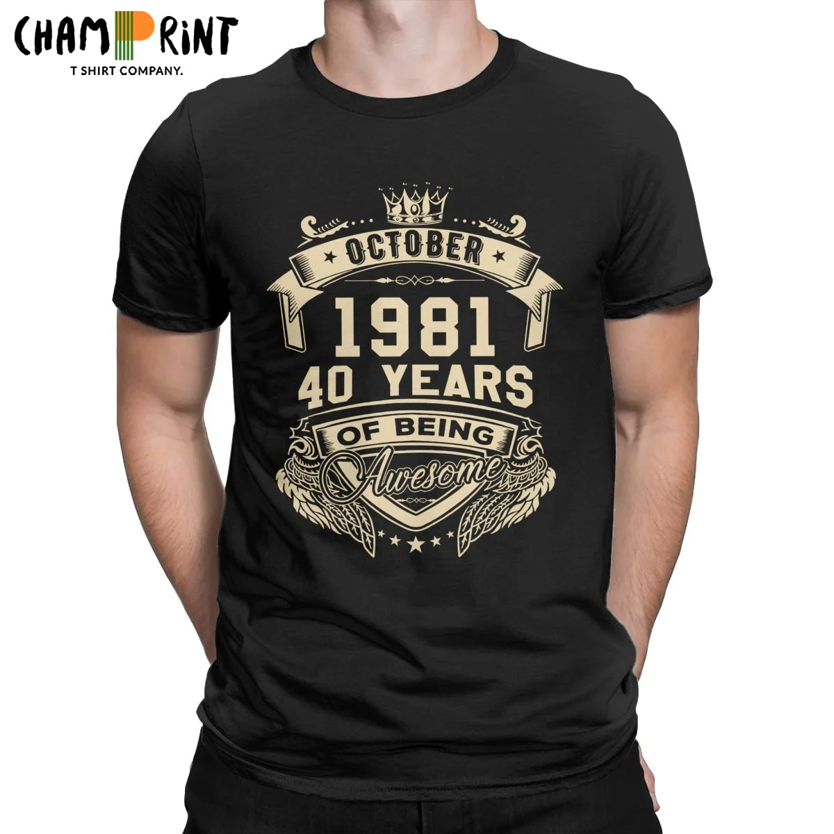 Повседневные родившиеся в октябре 1981 40 лет удивительные футболка ограниченной
