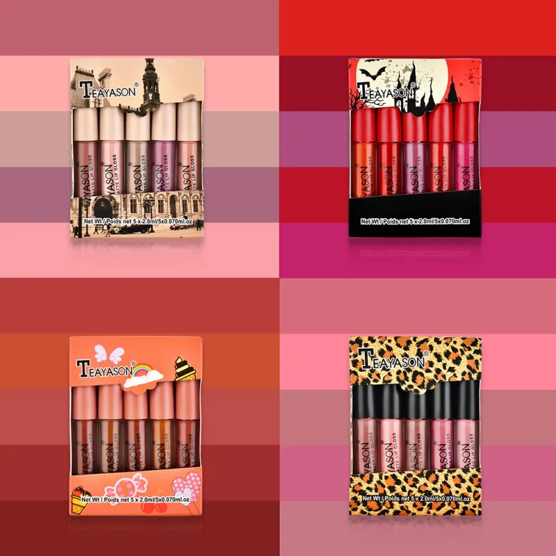 5pcs/set Liquid Lipstick Lip Gloss Professional Makeup Matte Lipstick Lip Kit Long Lasting Lips Gloss New 5pcs/set Liquid Lipstick Lip Gloss Professional Makeup Matte Lipstick Lip Kit Long Lasting Lips Gloss New