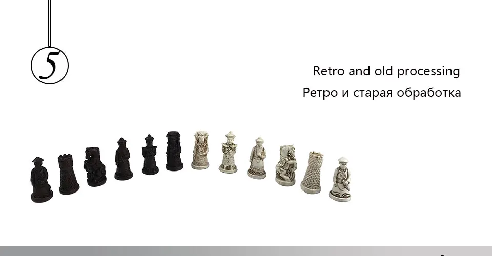 Easytoday Traditional Chess Wooden Games Set Synthetic Wood Chess Board Antique Resin Chess Pieces High Quality Game Gift (5)