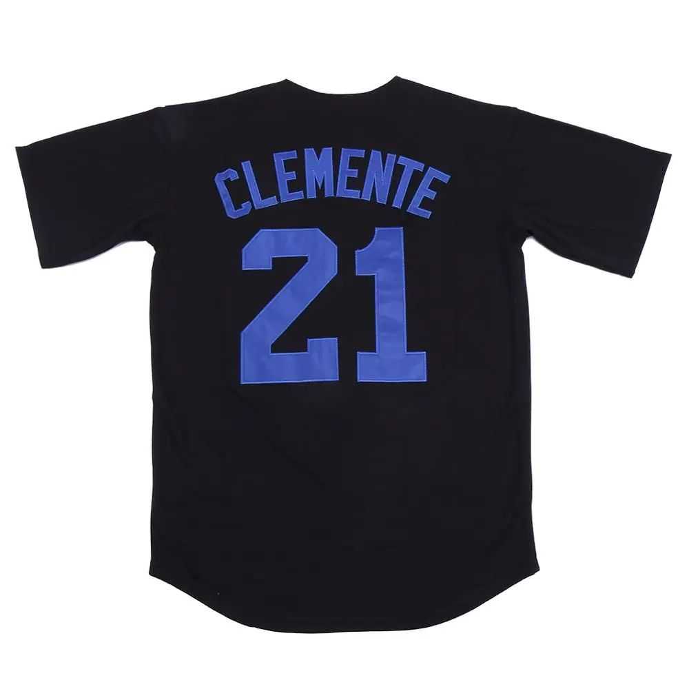 Джерси Santurce Crabbers 21Clemente бейсбольные цветная черная строчка высокое качество