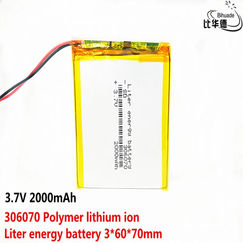 306070 3,7 V 2000mAh перезаряжаемый литий-полимерный аккумулятор для PDA gps DVR электронная книга планшетный ПК power Bank Wexler Book E6005 356070