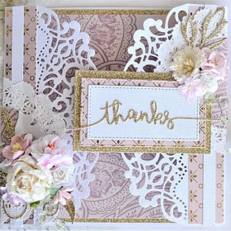 

DIY Retro Card Flame Cutting Dies Stencil Lace Border Greeting Card Background Making Scrapbook Greeting Card Decor