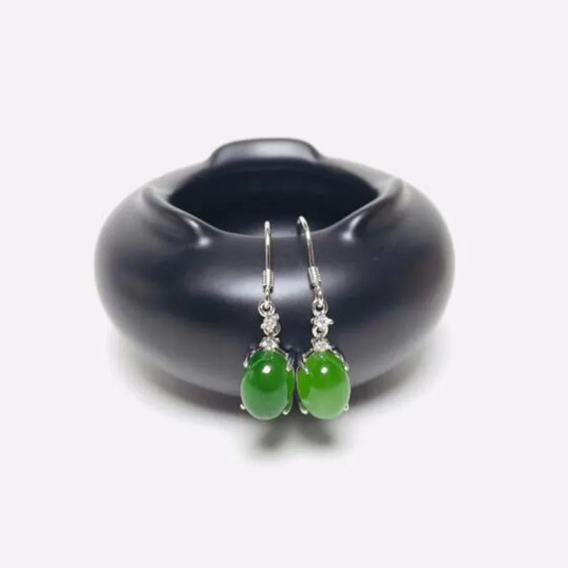 Красивые благородные 925 пробы серебряные серьги Hetian jade Jasper в форме капли воды, Модные женские ювелирные изделия, Рождественский подарок