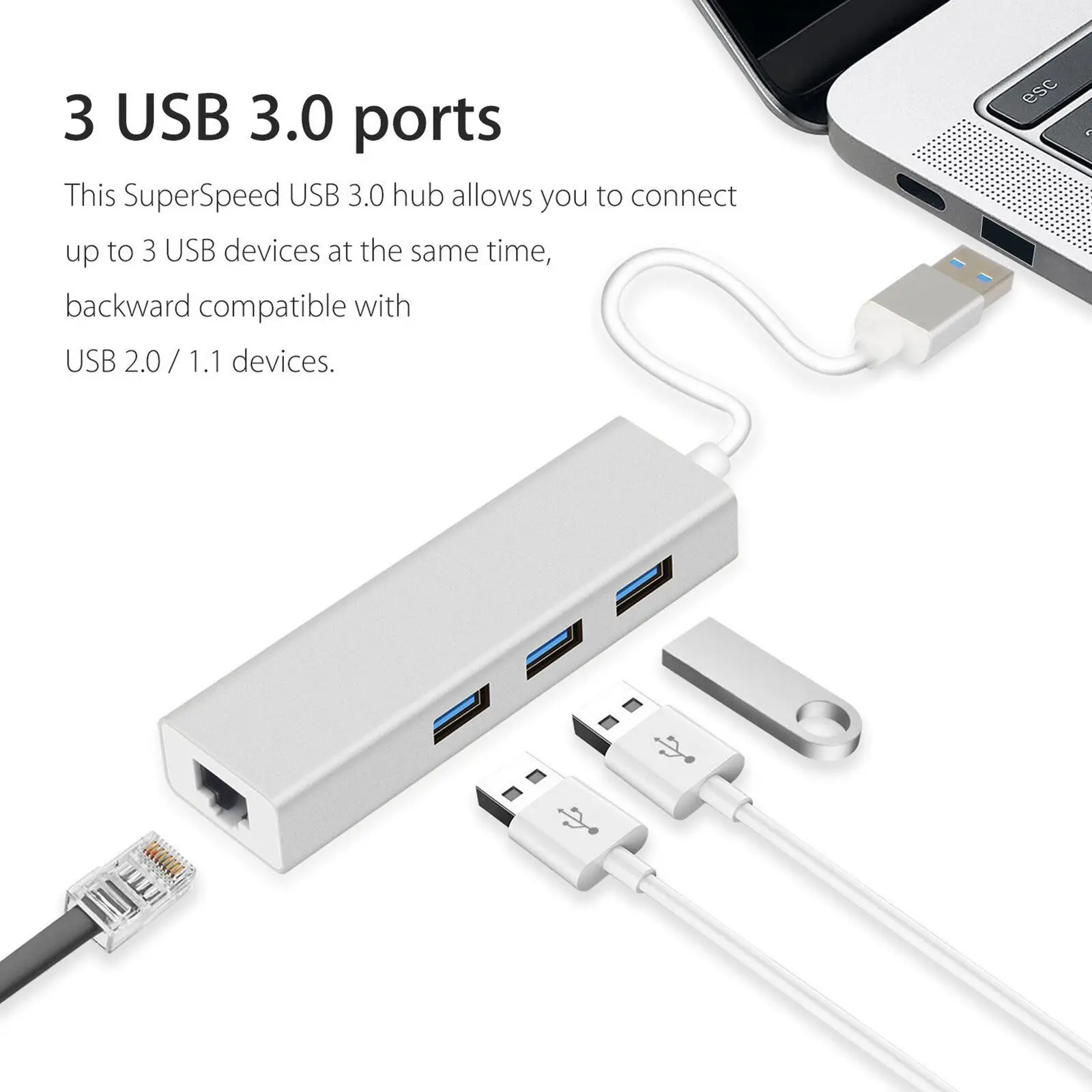 3 порта USB 0 Gigabit Ethernet Lan RJ45 сетевые адаптеры концентратор до 1000 Мбит/с для Mac PC |