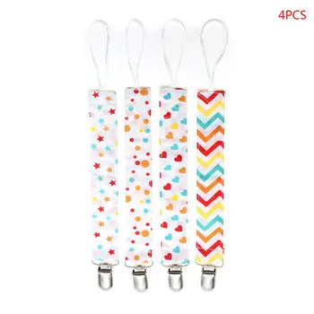 

4Pc Dummy Clip Baby Kid Soother Clip Chain Holder Strap Pacifier Modern Design