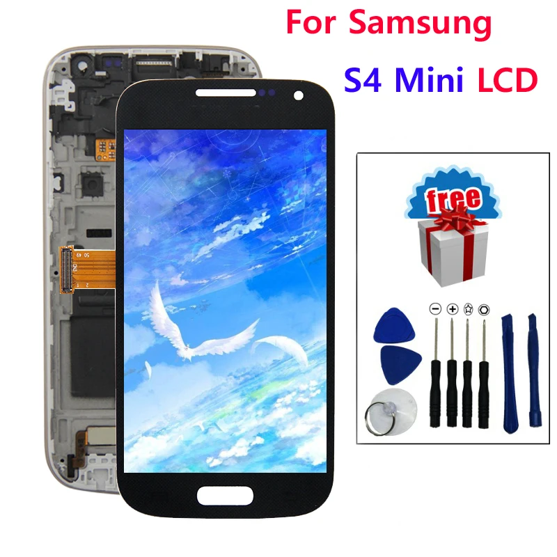 Ремонтные детали с рамкой для Samsung Galaxy S4 mini i9190 i9195 ЖК-дисплей + 100% &quotхорошо