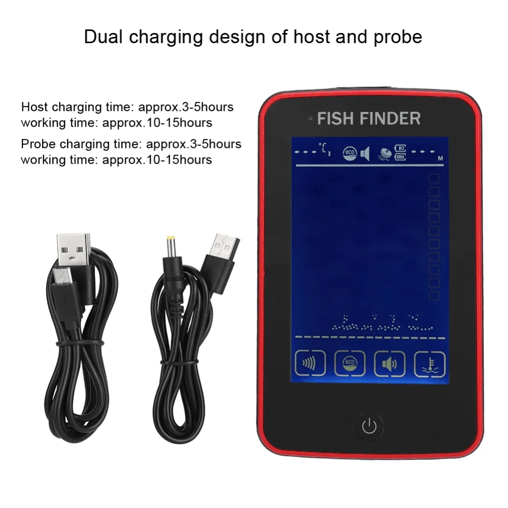 Waterproof Touch Fish Finder Wireless Fish Alarm Sonar Fish Echosounder Fishfinders With Charging Cable For Outdoor Fishing Tool