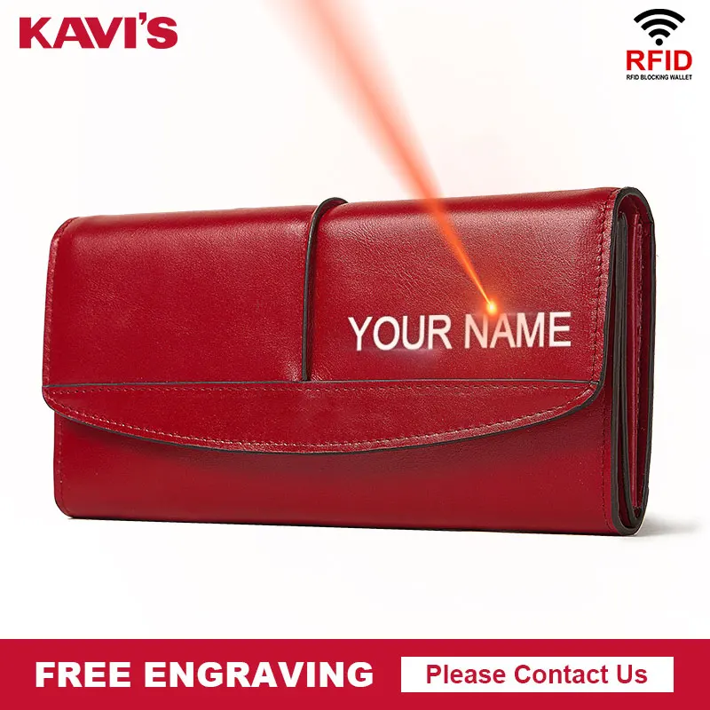 Female Wallets Engraving Genuine-Leather Card-Holder Clutch Carteras Lady Purse Girls