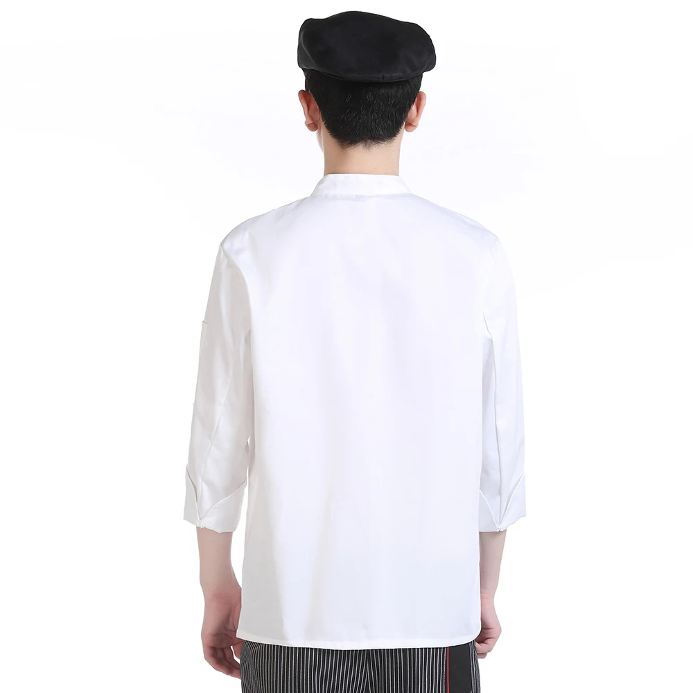 Белый и черный Ресторан шеф-повара пальто длинный рукав торт магазин официантка питание рабочая одежда еда обслуживание Кухня куртка шеф-повара униформа