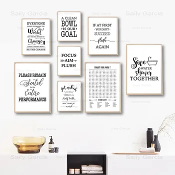 

Letter Canvas Bathroom Poster Nordic Style Interesting Signboard Picture Toilet Wall Art Canvas Decoration Room Office Hotel