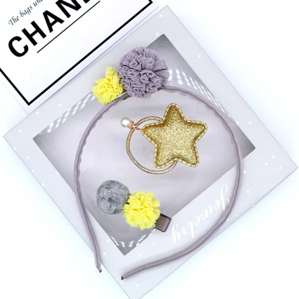 

3 Pcs/Set Jewelry Gift Box Children Hair Rope Hairpin Bow Fabric Hairpin Hair Accessories Small Girl Hair Accessories Scrunchie