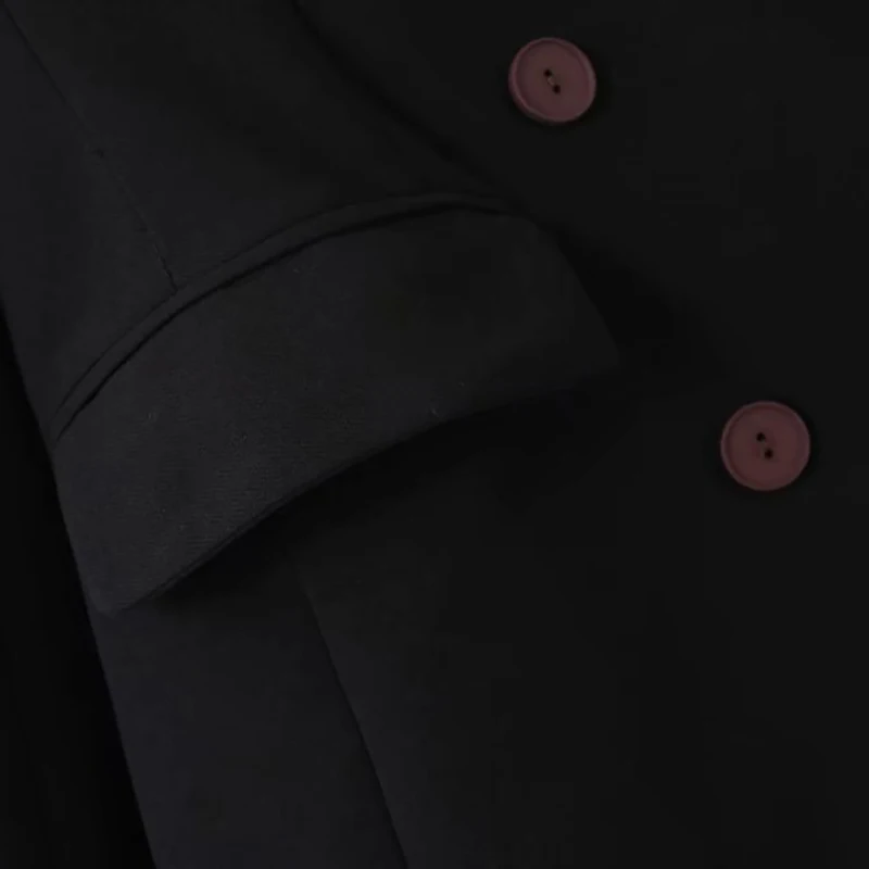 Черный блейзер для женщин повседневные офисные костюмы с длинным рукавом модное двубортное пальто женские элегантные однотонные куртки для дам