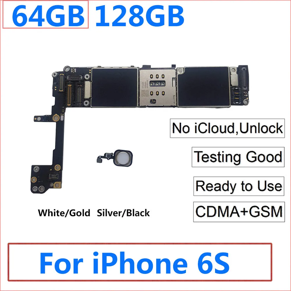 Для iPhone 6S 4,7 ''материнская плата Touch ID Черный Белый Золотой Розовый разблокировка оригинальная логическая плата 128 Гб 16 Гб 64 ГБ