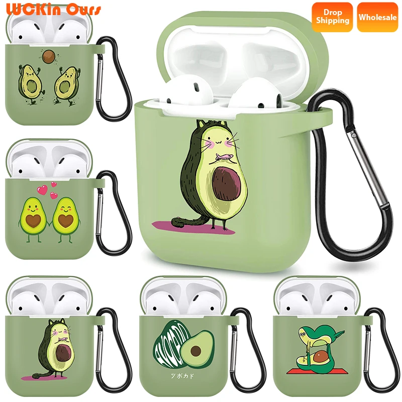 

Summer Avocado Soft Silicone Cases For Airpods 1/2 Protective Bluetooth Wireless Earphone Cover For Apple Air Pods Charging Box