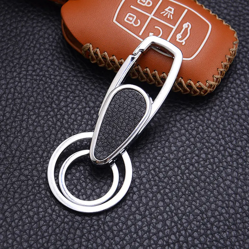 

Luxury Leather Keychain Men's Gift Key Chains Metal Car Styling Bag Charms Jewelry Key Ring Boyfriend Gift