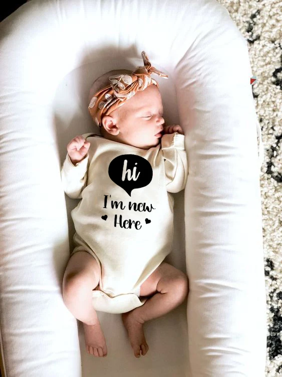 hello im new here baby outfit