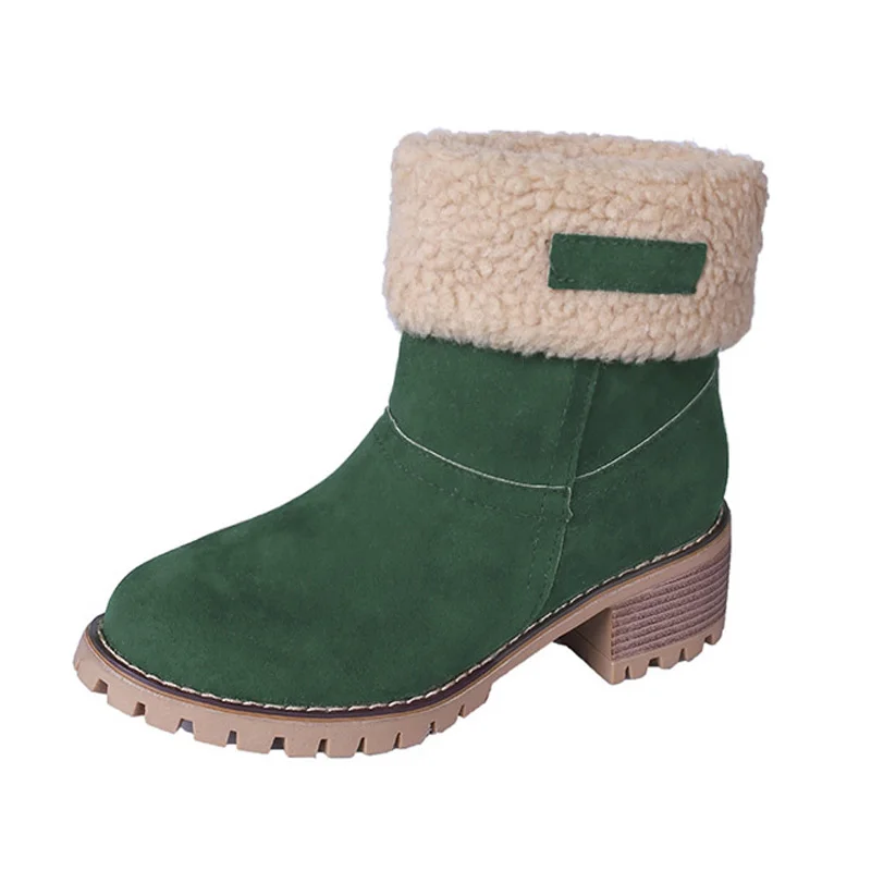 Зимняя обувь на высоком каблуке; женские зимние ботинки; коллекция года; теплая плюшевая женская обувь для холодной зимы; женские ботильоны размера плюс 42; YX1751 - Цвет: Зеленый